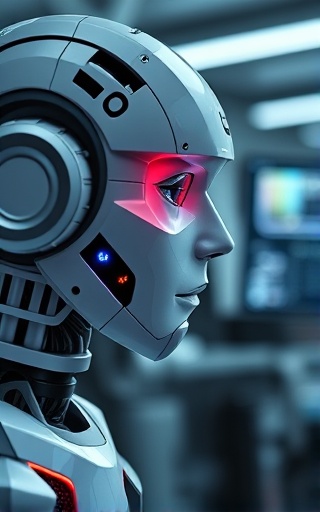 innovative AI innovation concept, creative and impactful, demonstrating breakthrough technology, photorealistic, in a high-tech lab with gadgets, highly detailed, subtle motion graphic elements, ultra-clear detail, bold colors, spotlight illumination, shot with a close-up lens.